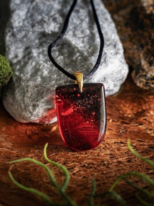 Naszyjnik z pyłem dębu 7500 lat handmade zawieszka Biżuteria Zilvano