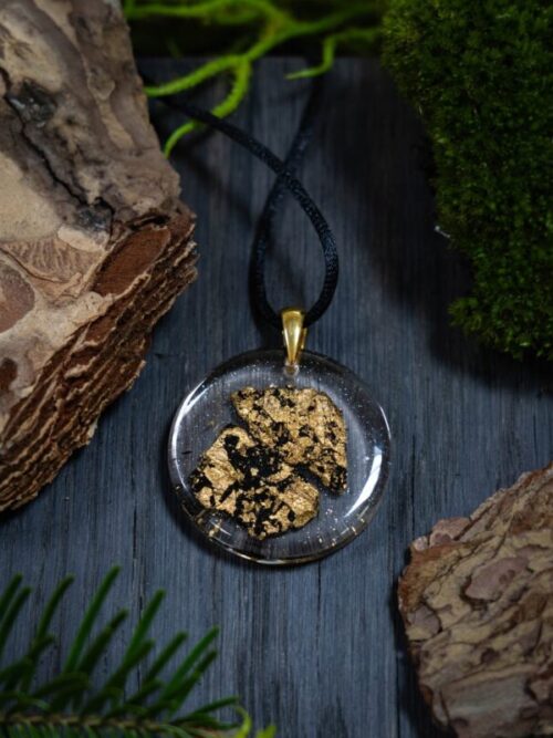 Naszyjnik z czarnym dębem 7500 lat handmade zawieszka biżuteria Zilvano