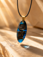 Wisiorek Droplet 39 mm Dąb Blue Silver ZILVANO — 2