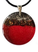 Wisiorek Okrąg Czarny Dąb 7500 lat Silver Dust Red ZILVANO