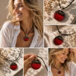 Wisiorek Okrąg Czarny Dąb 7500 lat Silver Dust Red ZILVANO — 3