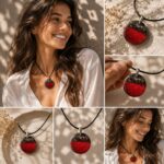 Wisiorek Okrąg Czarny Dąb 7500 lat Silver Dust Red ZILVANO — 4