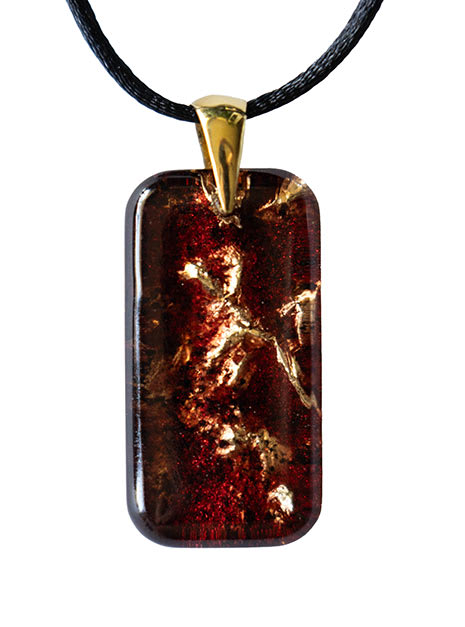 Resin & Gold-Tone Leaf Pendant – Rectangle, 38x18x6 mm – Golden Echoes – ZILVANO