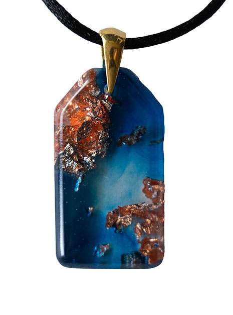 Anhänger aus Harz – Rechteck, 40x23x6 mm – Kosmischer Glanz – ZILVANO