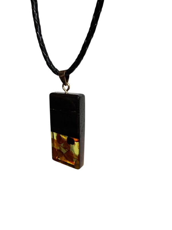 Wisiorek Monolith Bar 40 mm Dąb Bursztyn Oliwkowy ZILVANO — 3