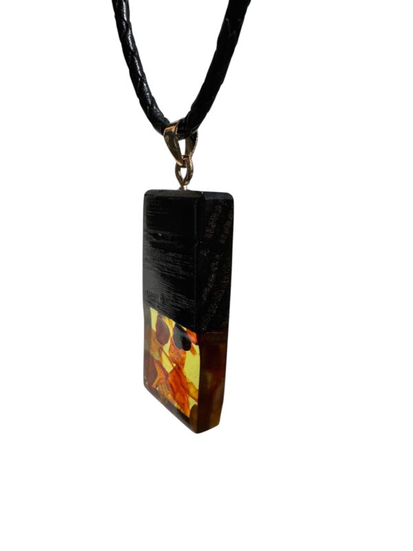 Wisiorek Monolith Bar 40 mm Dąb Bursztyn Oliwkowy ZILVANO — 4