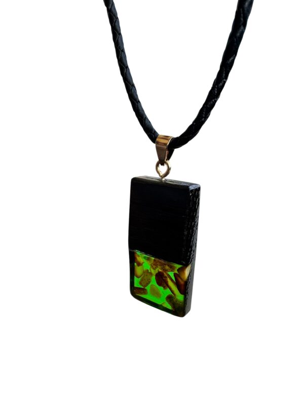 Wisiorek Monolith Bar 40 mm Dąb Bursztyn Zielony ZILVANO — 3