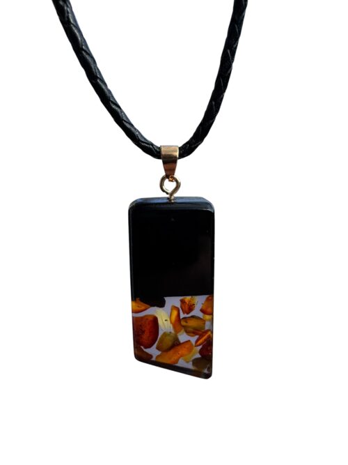 Wisiorek Monolith Bar 40 mm Dąb Bursztyn Grafit ZILVANO