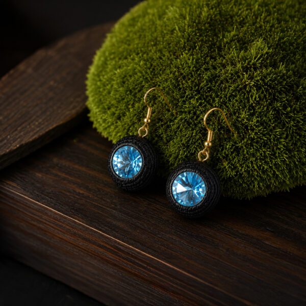 Boucles d’oreilles en chêne des marais et cristal – cercle 12 mm – ZILVANO
