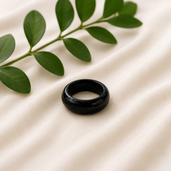Ring aus Mooreiche in Harz – glatter schwarzer Bandring – ZILVANO