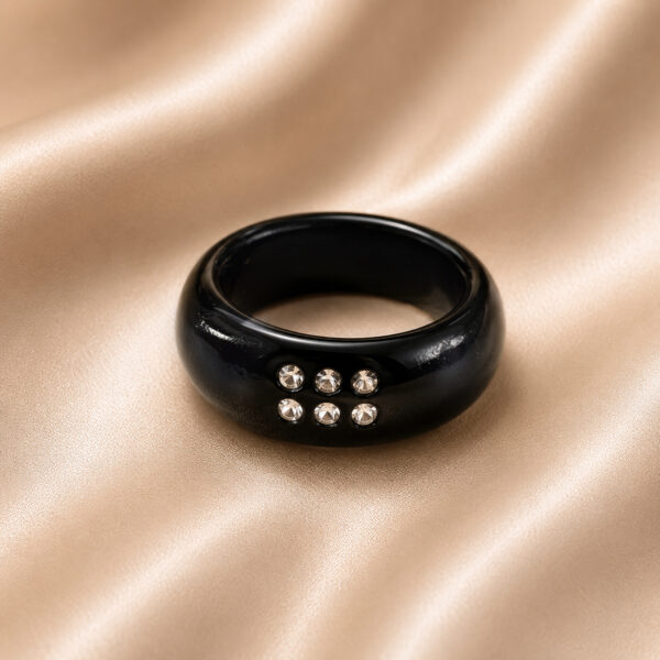 Ring aus Mooreiche mit Kristallen – sechs Kristalle – ZILVANO