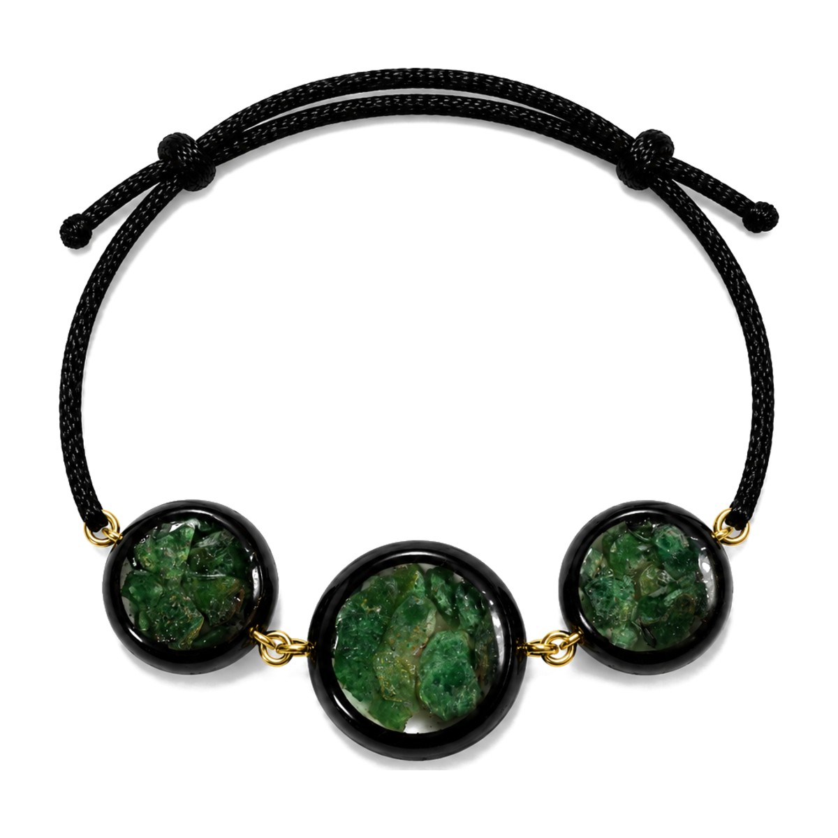 Armband aus Mooreiche in Harz – grüne Akzente, verstellbares Band