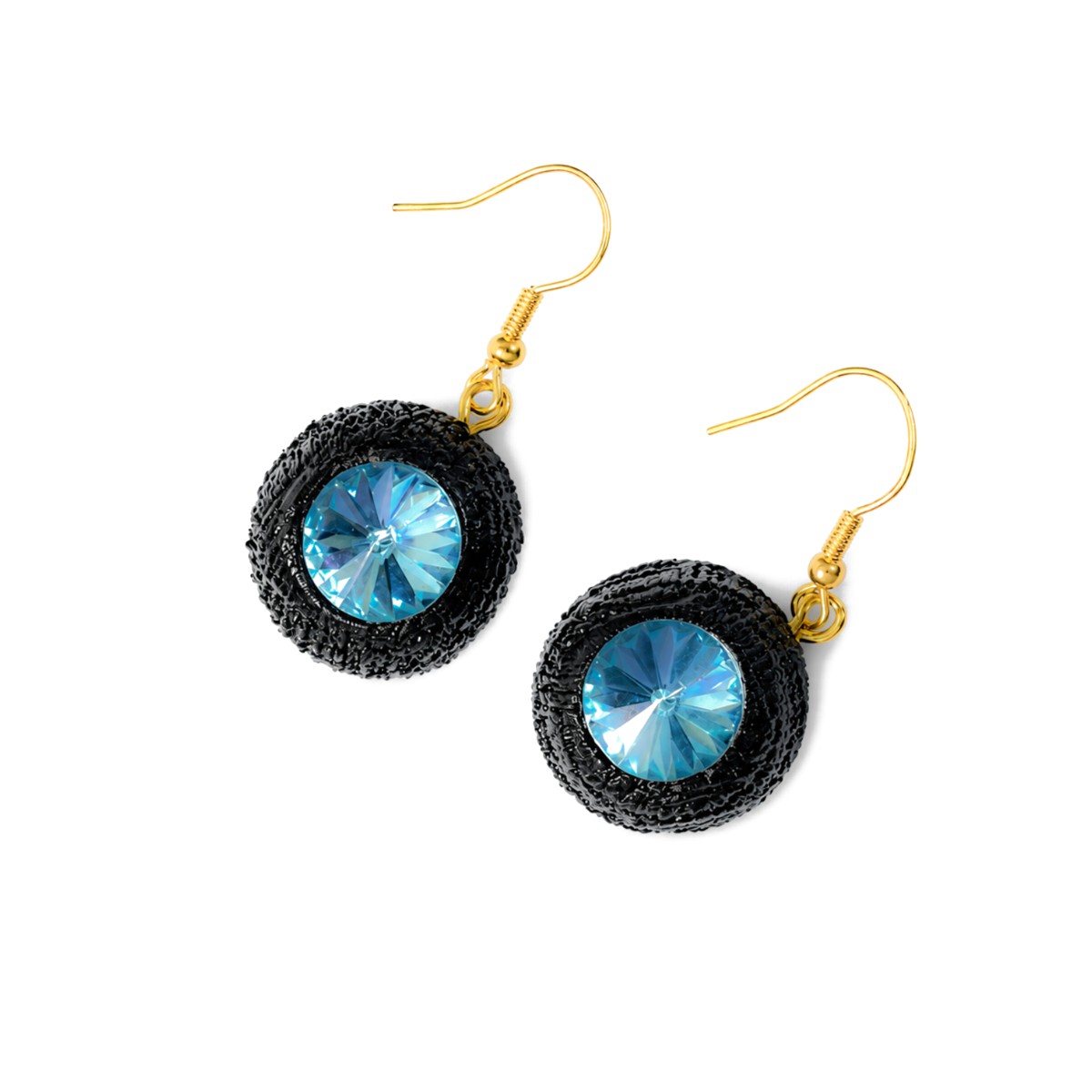 Boucles d’oreilles en chêne des marais et cristal, cercle 12 mm