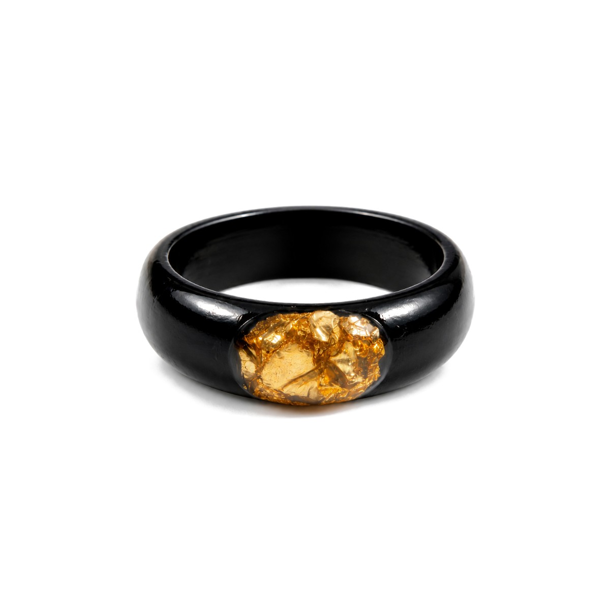 Bague en chêne des marais – large fenêtre dorée – bague