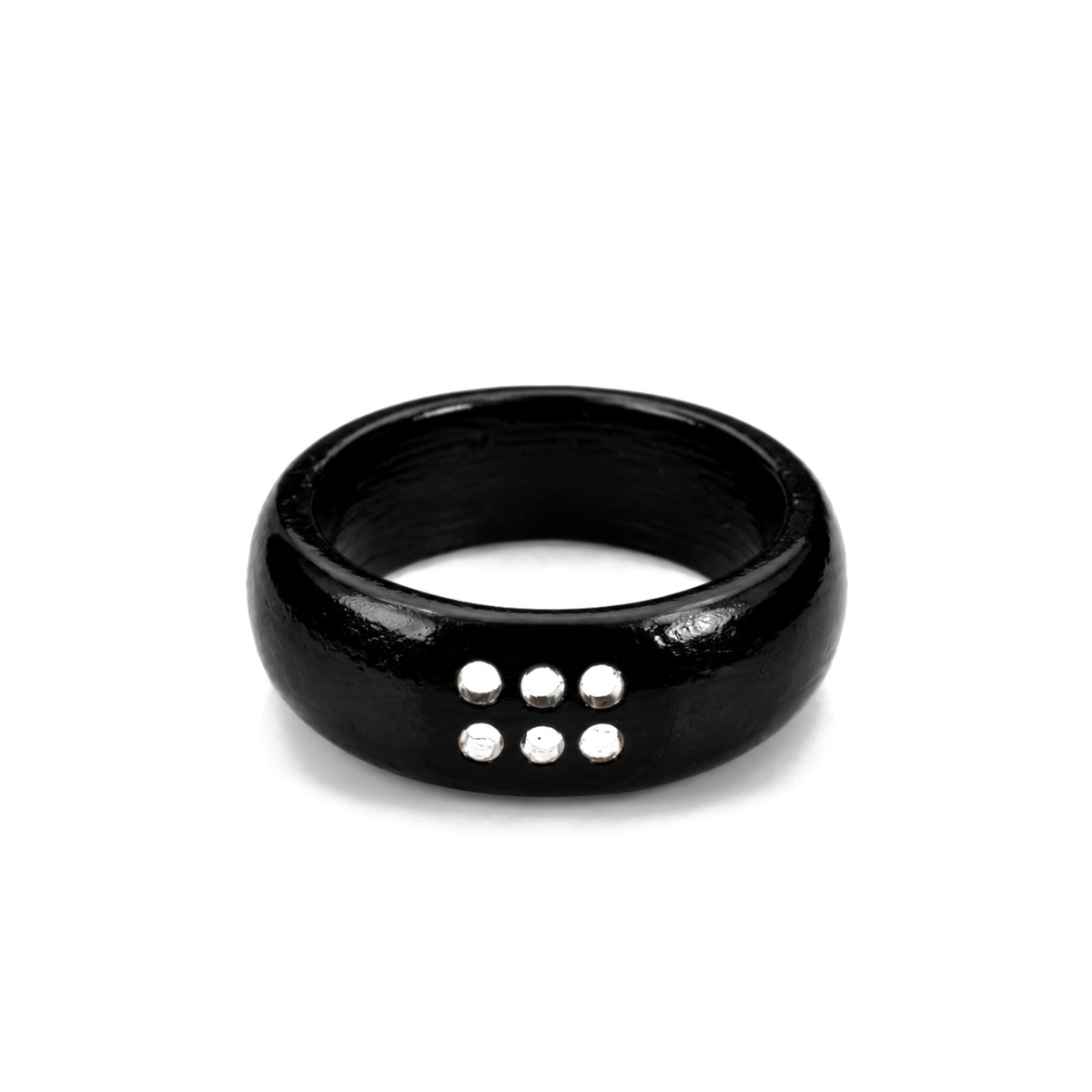 Ring aus Mooreiche – sechs Kristalle – Ring
